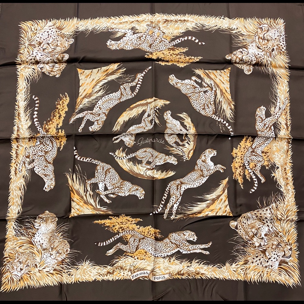 HERMÈS 2007 Guepards Silk Scarf by Robert Dallet